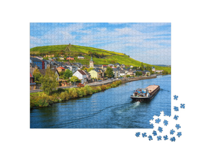 Moselle River by Wormeldange, Luxembourg Country, with Vi... Jigsaw Puzzle with 1000 pieces