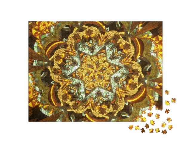 Mandala Symmetrical Colorful Background for Hypnotic Ethn... Jigsaw Puzzle with 1000 pieces