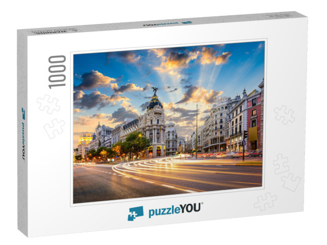 Madrid, Spain Cityscape At Calle De Alcala & Gran Via... Jigsaw Puzzle with 1000 pieces