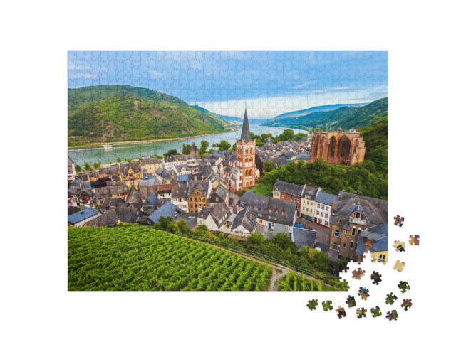 Bacharach Aerial Panoramic View. Bacharach is a Small Tow... Jigsaw Puzzle with 1000 pieces