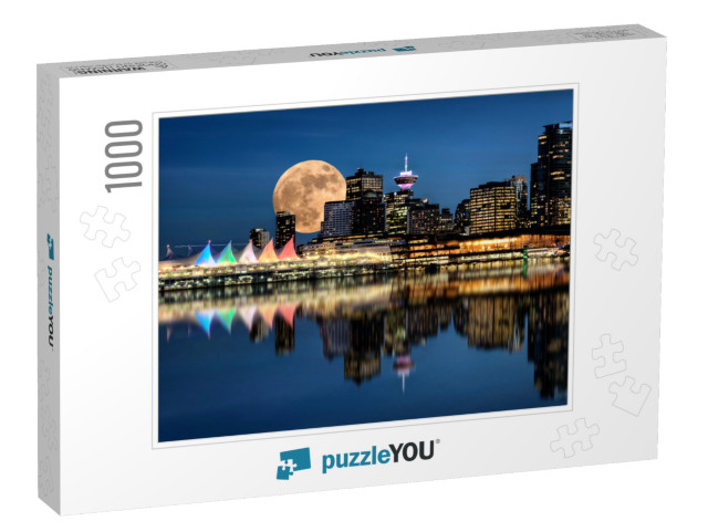 Vancouver Night Full Moon from Stanley Park... Jigsaw Puzzle with 1000 pieces