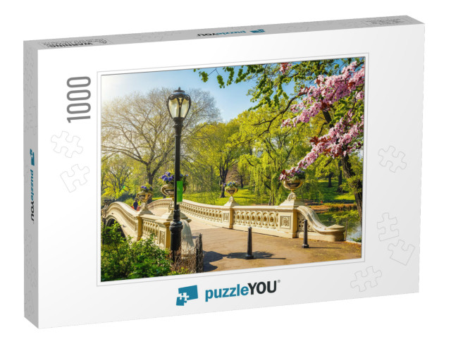 Bow Bridge in Central Park At Spring Sunny Day, New York... Jigsaw Puzzle with 1000 pieces