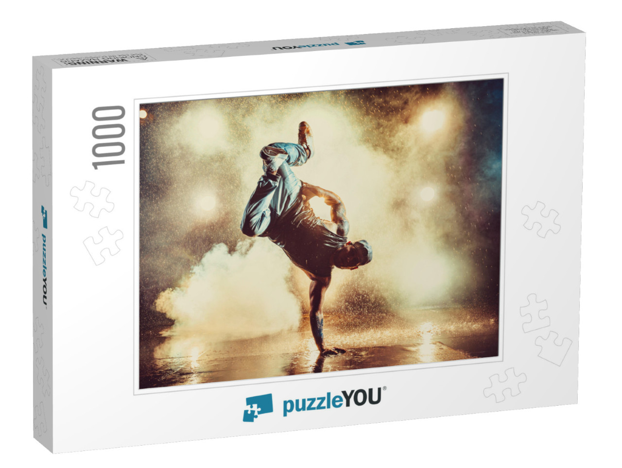 Young Cool Man Break Dancing in Club with Lights, Smoke &... Jigsaw Puzzle with 1000 pieces