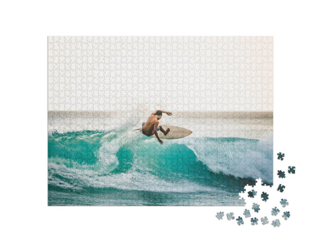 Professional Surfer Riding Waves in Bali, Indonesia. Men... Jigsaw Puzzle with 1000 pieces