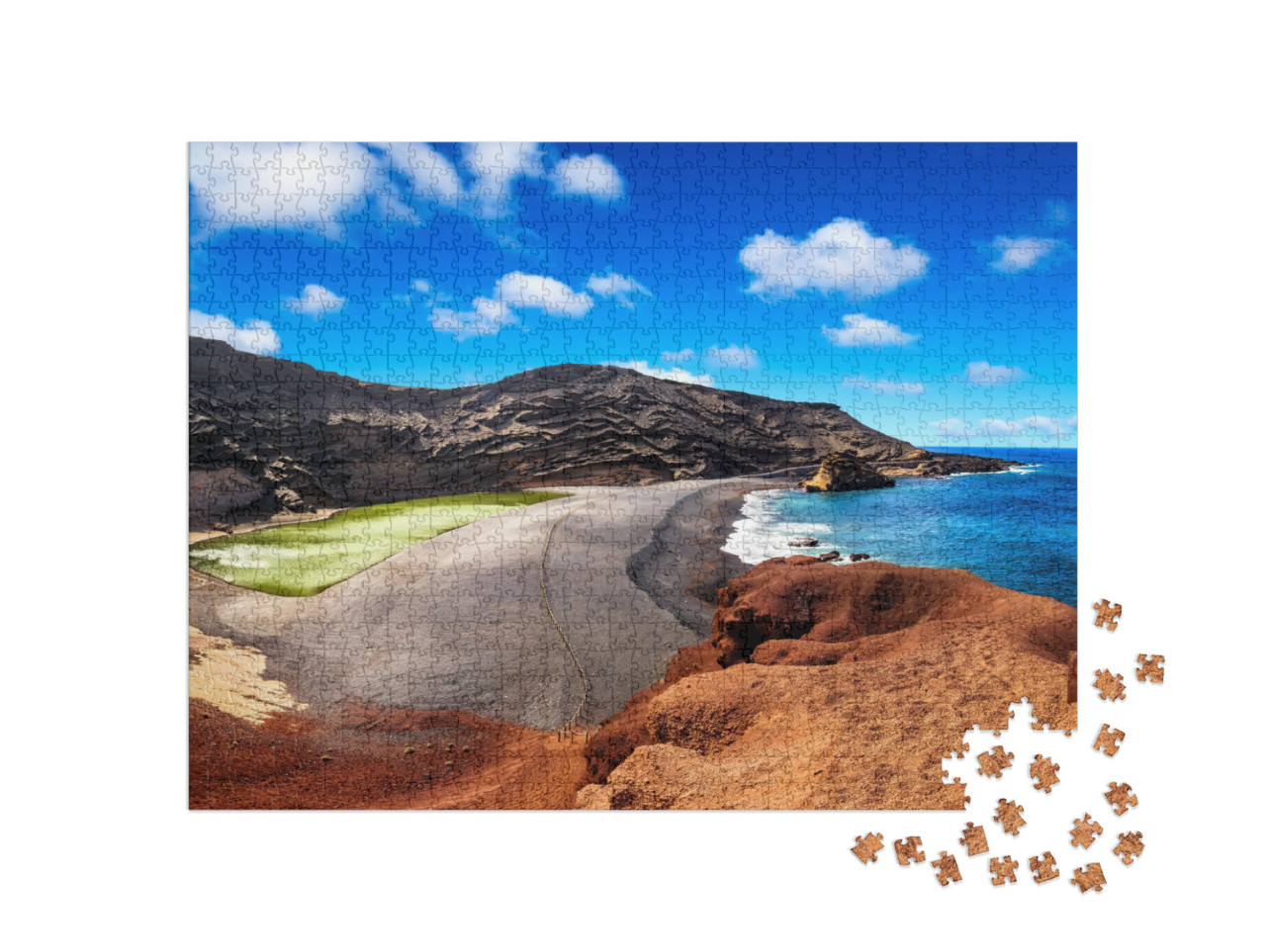 View Into a Volcanic Crater with Its Green Lake Near El G... Jigsaw Puzzle with 1000 pieces