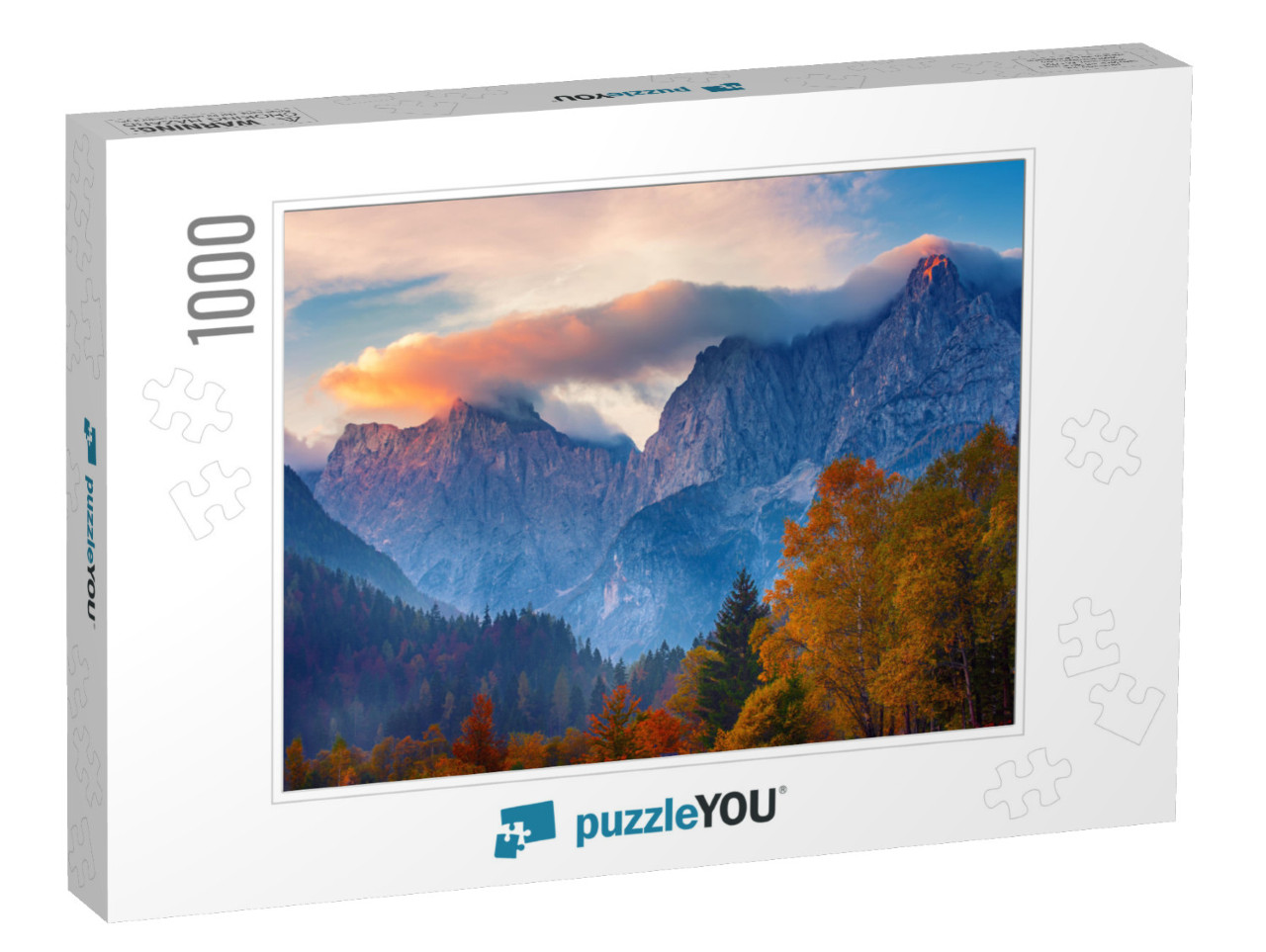 Triglav Mountain Peak At Sunrise with Beautiful Clouds in... Jigsaw Puzzle with 1000 pieces