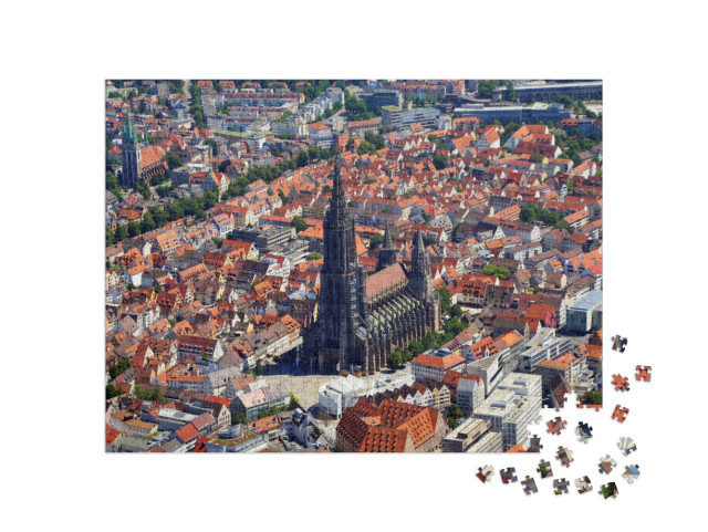 Closer Aerial View of Ulm Minster Ulmer Muenster & Ulm, S... Jigsaw Puzzle with 1000 pieces