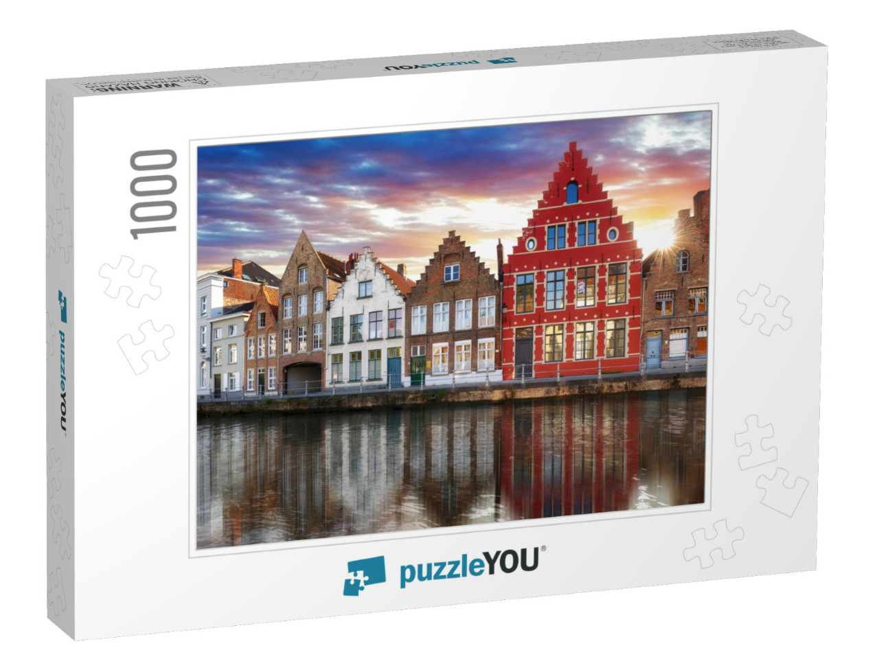 Bruges - Canals of Brugge, Belgium, Evening View... Jigsaw Puzzle with 1000 pieces