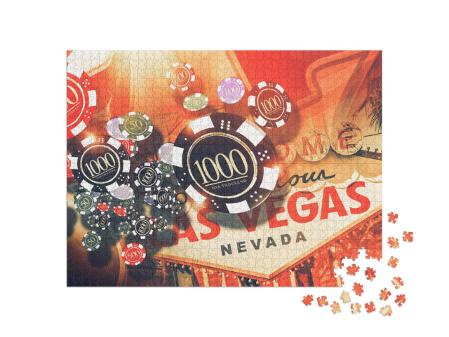 Vegas Gambling Concept. Las Vegas Casino Games Concept Il... Jigsaw Puzzle with 1000 pieces