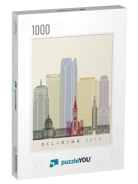 Oklahoma City Skyline Poster in Editable Vector File... Jigsaw Puzzle with 1000 pieces