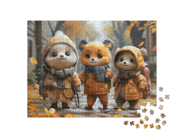 Furry Woodland Friends Look for the Bus Jigsaw Puzzle with 1000 pieces