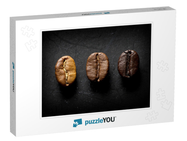 3 Coffee Beans of Different Toast in a Black Background... Jigsaw Puzzle