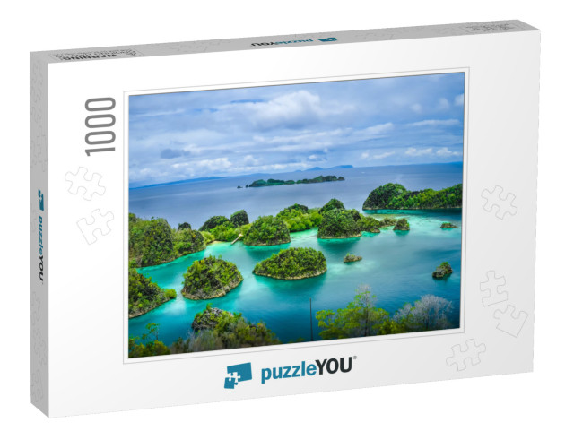 Pianemo Islands, Blue Lagoon with Green Rockes, Raja Ampa... Jigsaw Puzzle with 1000 pieces