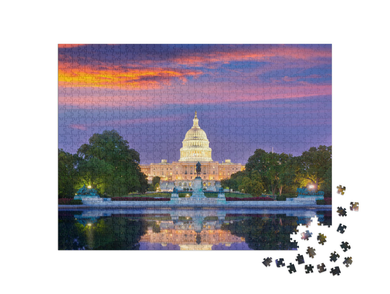 Capitol Building Sunset Congress of USA Washington Dc Us... Jigsaw Puzzle with 1000 pieces