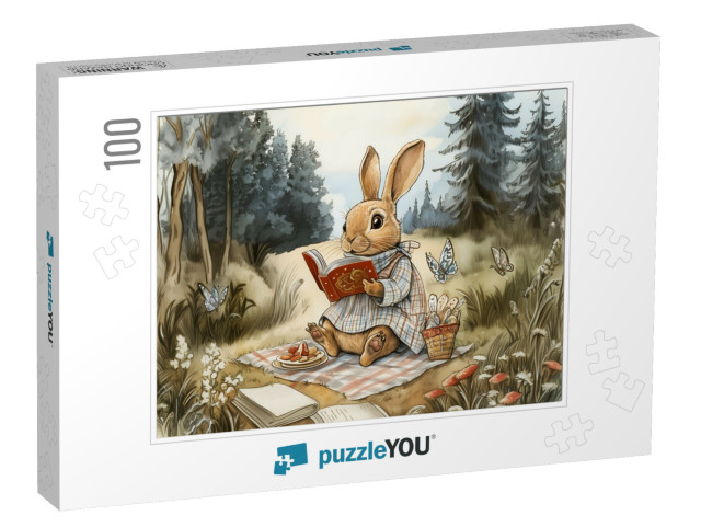 On The Spring Meadow With Your Favorite Book Jigsaw Puzzle with 100 pieces