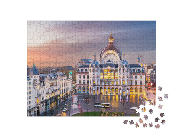 Antwerp, Belgium Cityscape At Central Railway Station fro... Jigsaw Puzzle with 1000 pieces