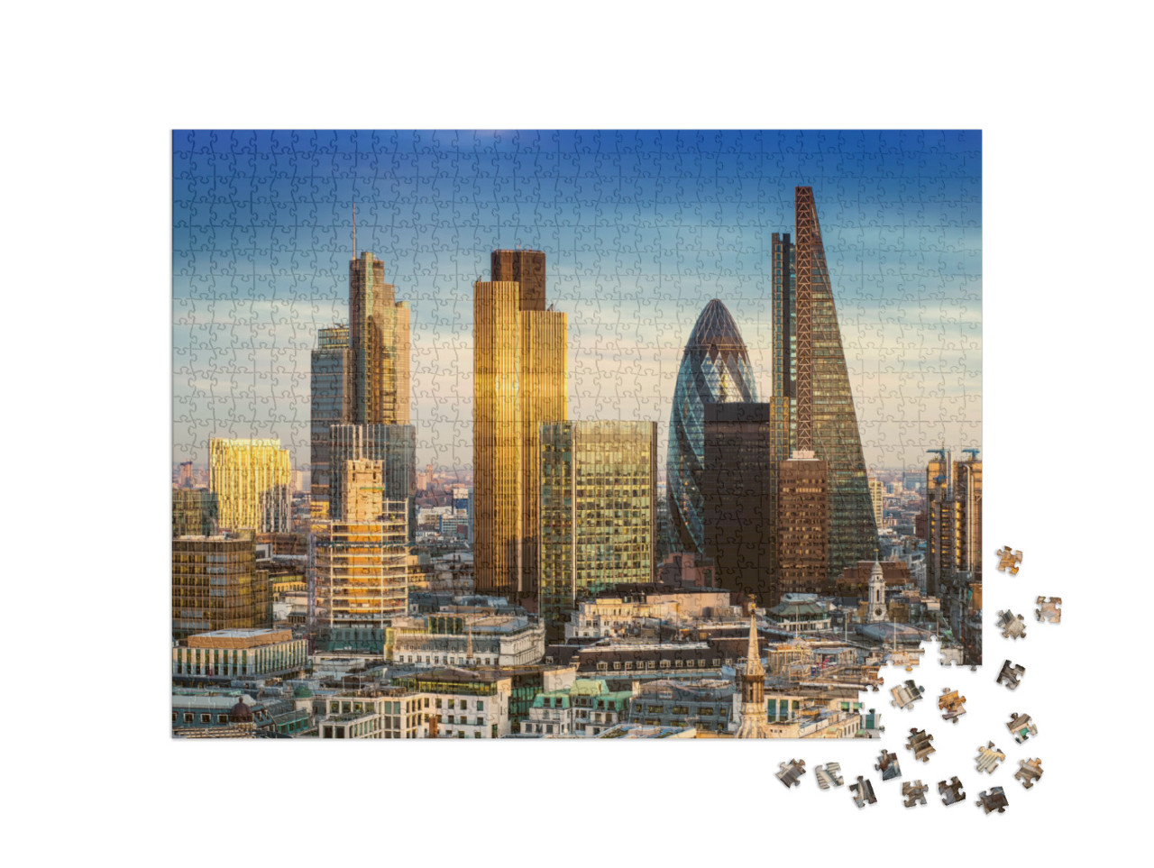 London, England - Business District with Famous Skyscrape... Jigsaw Puzzle with 1000 pieces