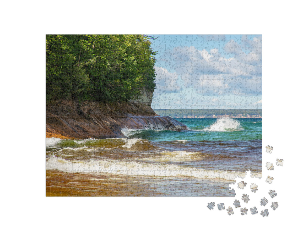 Upper Michigan Lake Superior Showing Beautiful Pictured Rock... Jigsaw Puzzle with 1000 pieces