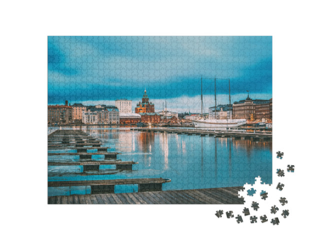 Helsinki, Finland. View of Evening City & Uspenski Cathed... Jigsaw Puzzle with 1000 pieces