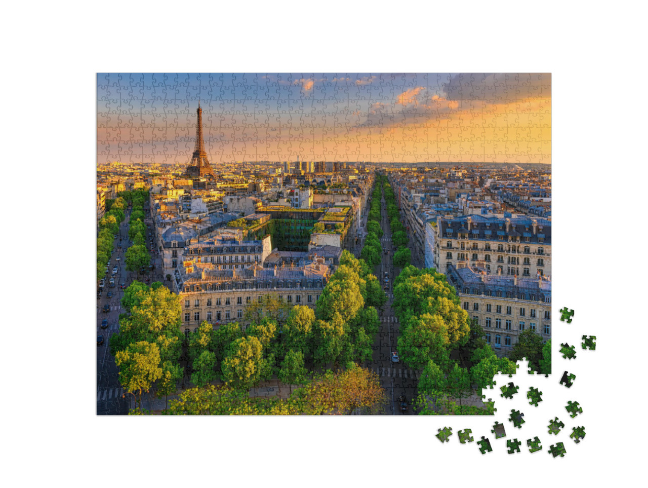 Skyline of Paris with Eiffel Tower in Paris, France. Pano... Jigsaw Puzzle with 1000 pieces