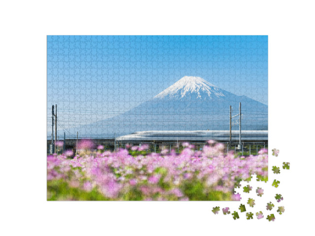 Shinkansen Bullet Train Passing by Mount Fuji, Yoshiwara... Jigsaw Puzzle with 1000 pieces