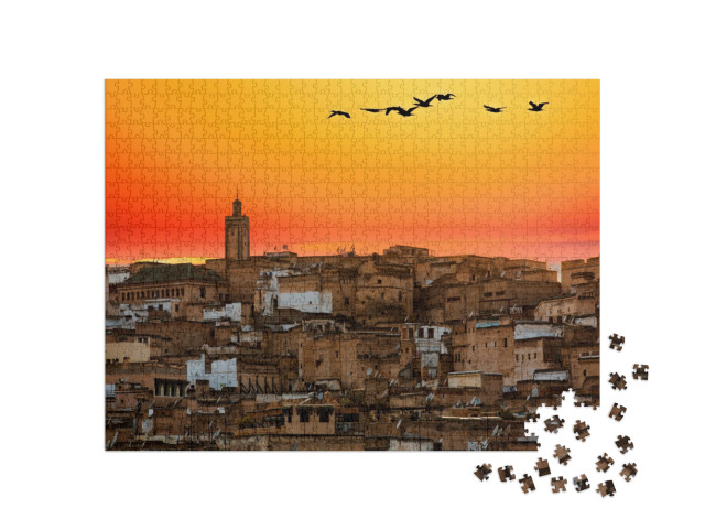 Sunset in Fez, Morocco... Jigsaw Puzzle with 1000 pieces