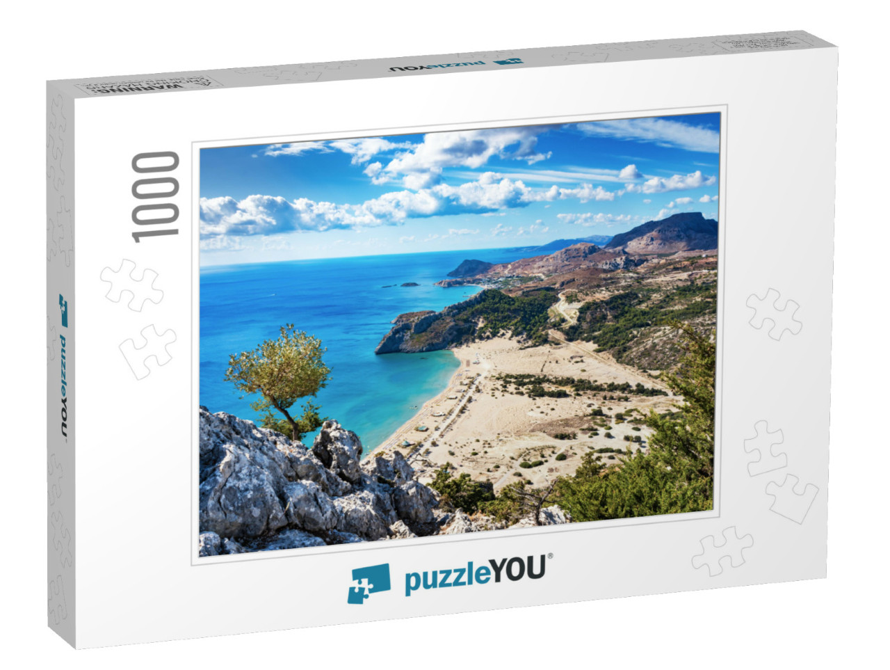 Tsambika Beach with Golden Sand - View from Tsambika Mona... Jigsaw Puzzle with 1000 pieces