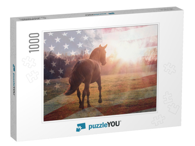 Portrait of an American Quarter Horse in Summer Sunlight... Jigsaw Puzzle with 1000 pieces