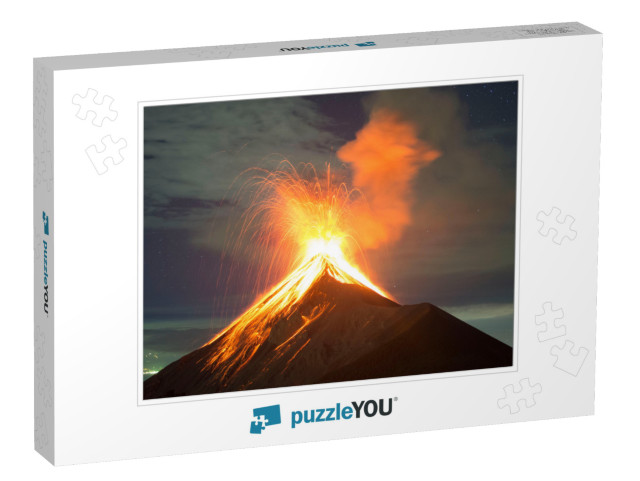 Volcano Eruption At Night - Volcano Fuego in Antigua, Gua... Jigsaw Puzzle