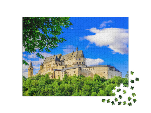 Vianden Castle & Vianden City, Luxembourg... Jigsaw Puzzle with 1000 pieces