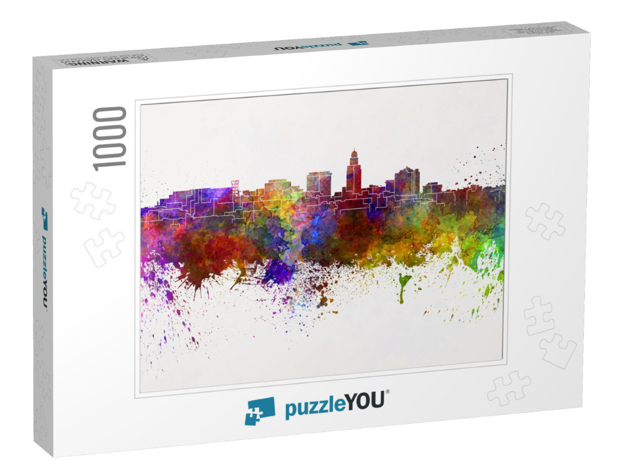 Lincoln Skyline in Watercolor Background... Jigsaw Puzzle with 1000 pieces