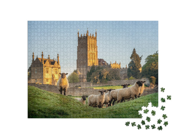 Cotswold Sheep Near Chipping Campden in Gloucestershire w... Jigsaw Puzzle with 1000 pieces