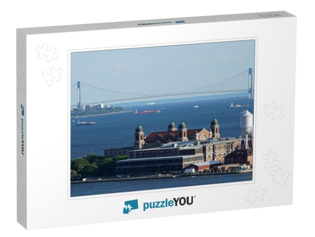 9/11 Memorial Lights with Statue of Liberty Shot from New... Jigsaw Puzzle