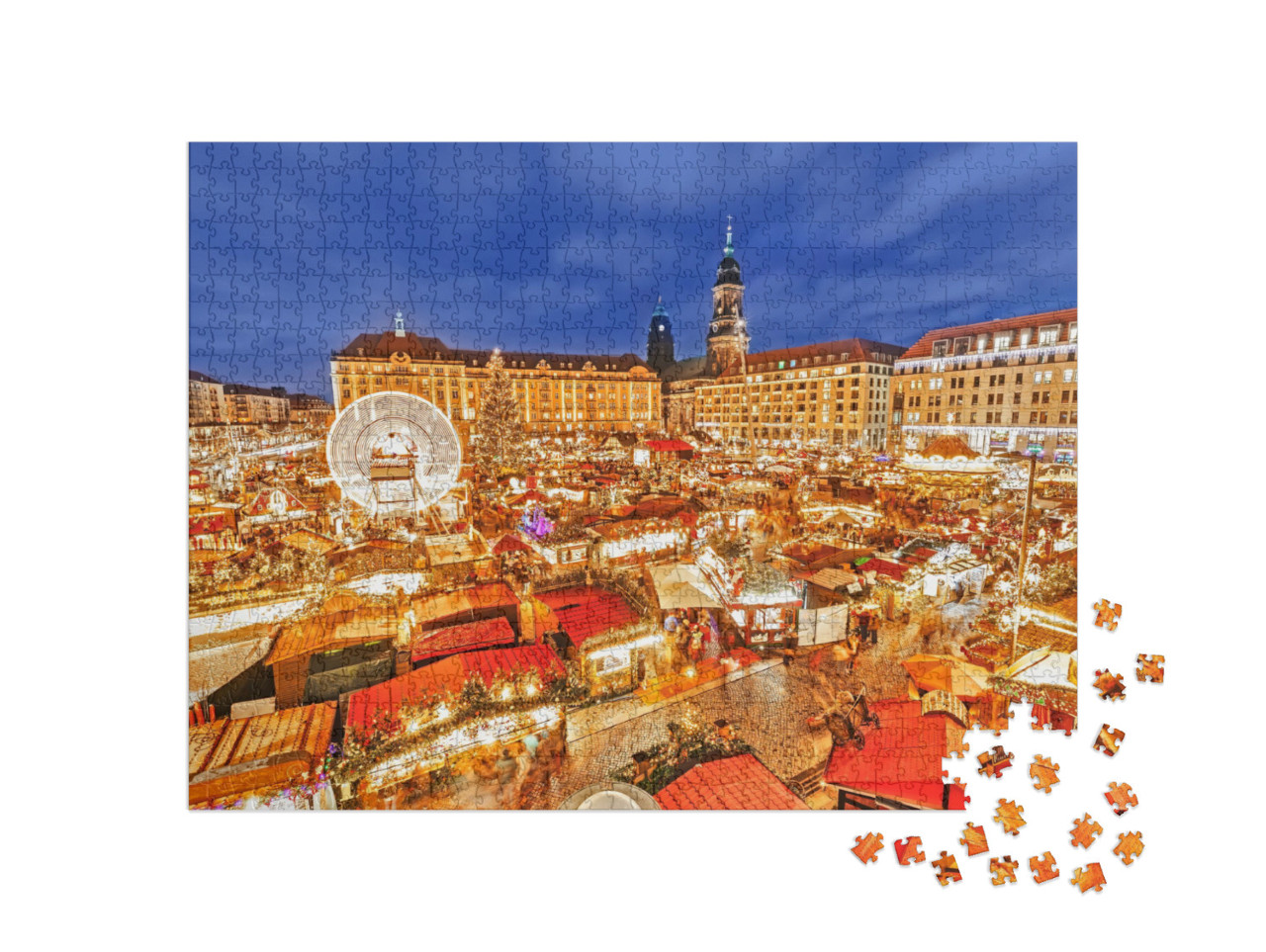 Christmas Market in Dresden, Germany, Europe. Illuminated... Jigsaw Puzzle with 1000 pieces