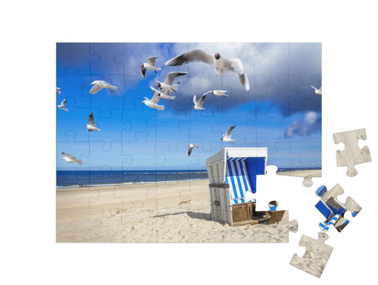 Beach in Westerland, Sylt, Germany... Jigsaw Puzzle with 48 pieces