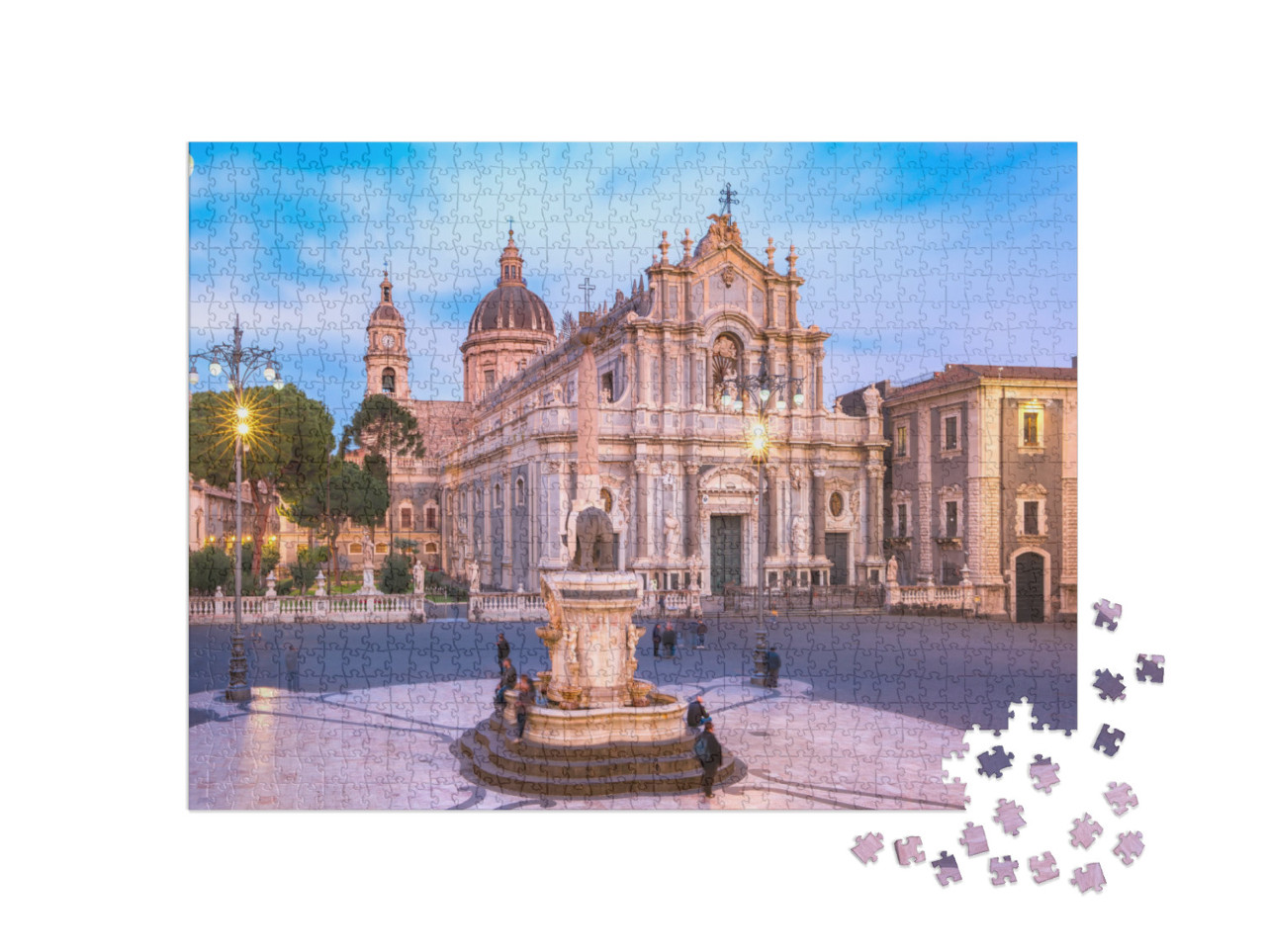 Piazza Duomo in Catania with the Cathedral of Santa Agath... Jigsaw Puzzle with 1000 pieces