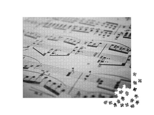 Sheet Music Background Musical Notes with Selective Focus... Jigsaw Puzzle with 1000 pieces