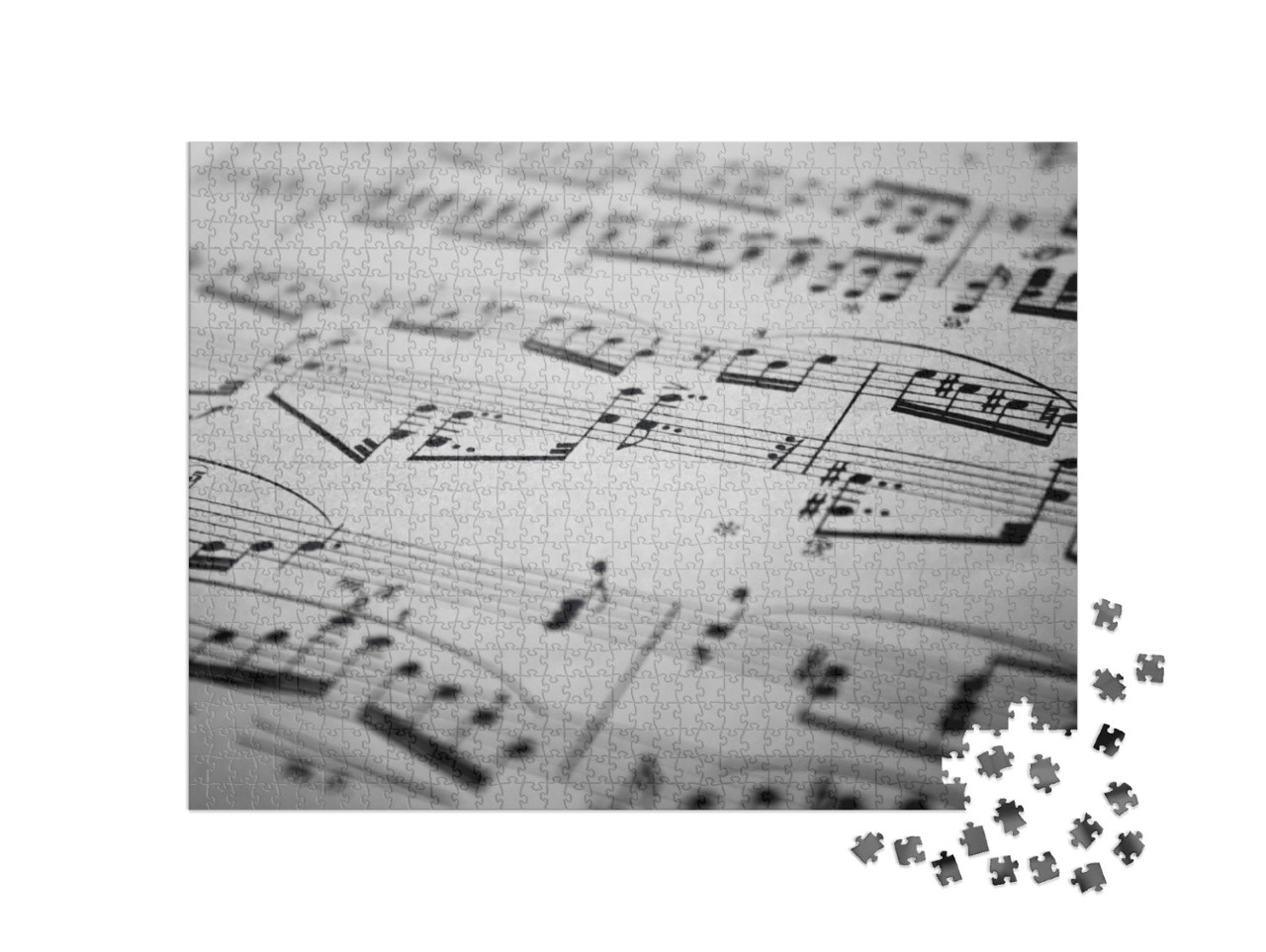 Sheet Music Background Musical Notes with Selective Focus... Jigsaw Puzzle with 1000 pieces