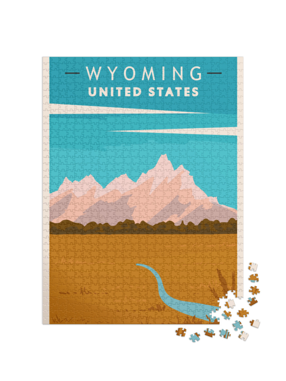 Wyoming Retro Poster. USA Travel Illustration. United Stat... Jigsaw Puzzle with 1000 pieces