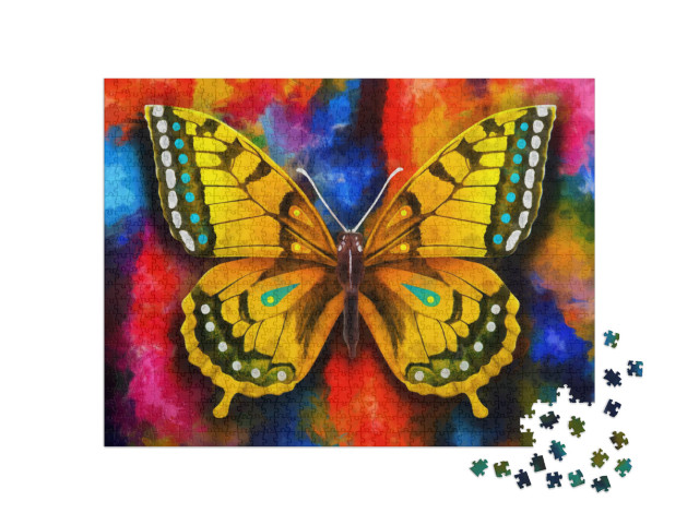 Modern Colorful Butterfly Oil Painting. Abstract Painting... Jigsaw Puzzle with 1000 pieces