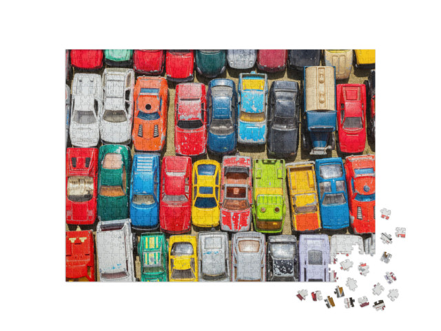 Overhead Photograph of Old Toy Cars... Jigsaw Puzzle with 1000 pieces