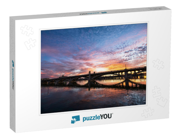 Sunset Over the Mill Street Bridge & Tempe Town Lake in T... Jigsaw Puzzle