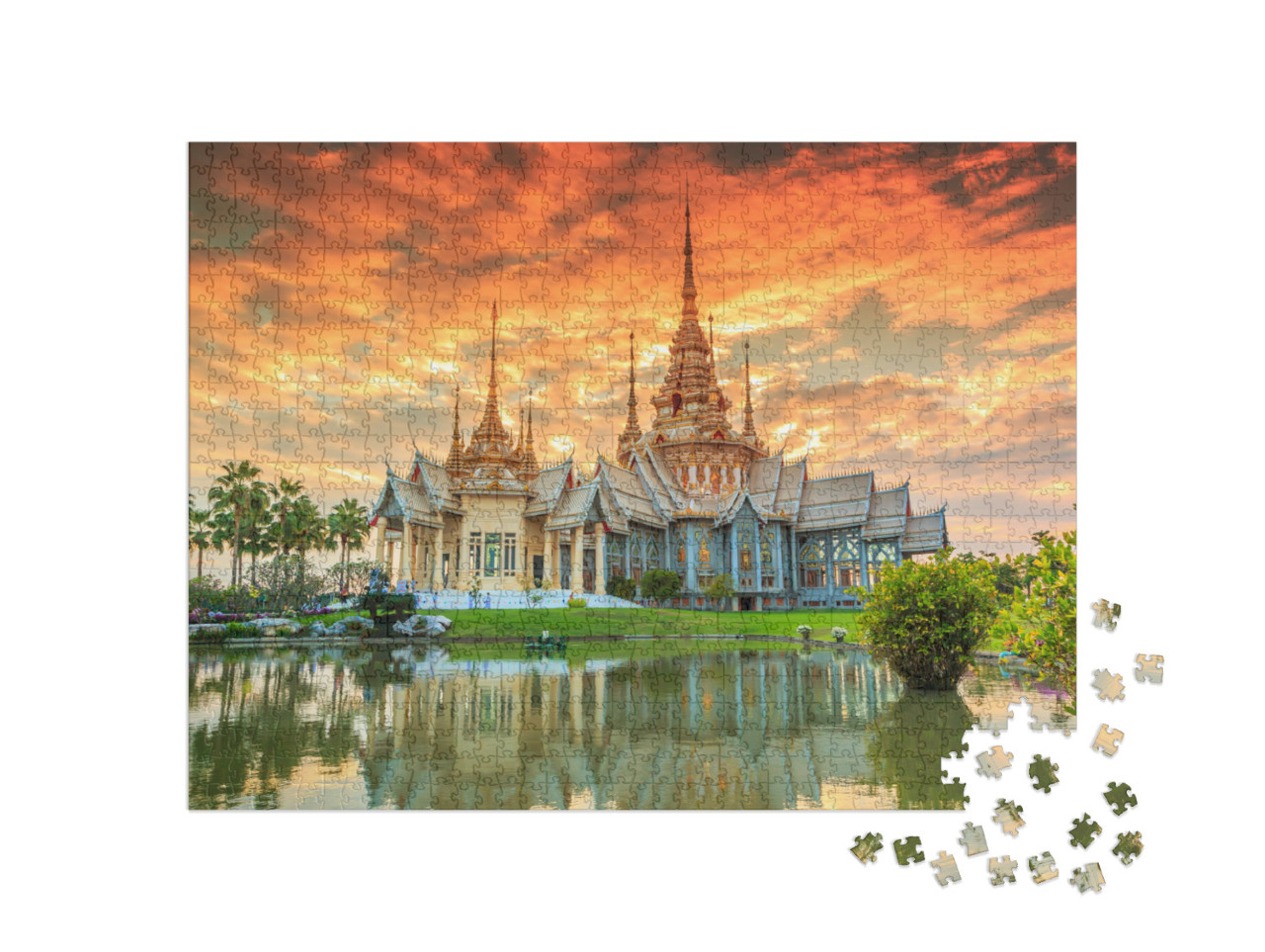 Wat Thai, Sunset in Temple Thailand, They Are Public Doma... Jigsaw Puzzle with 1000 pieces