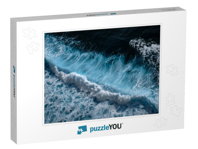 Aerial View to Waves in Ocean Splashing Waves. Blue Clean... Jigsaw Puzzle