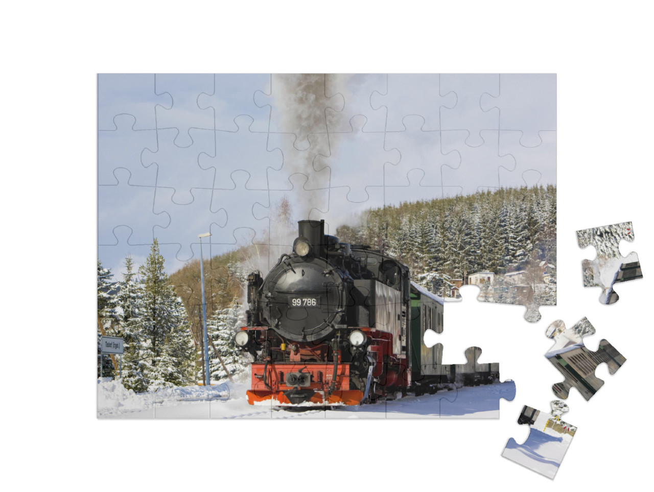 Steam Train, Oberwiesenthal - Cranzhal Fichtelbergbahn, G... Jigsaw Puzzle with 48 pieces