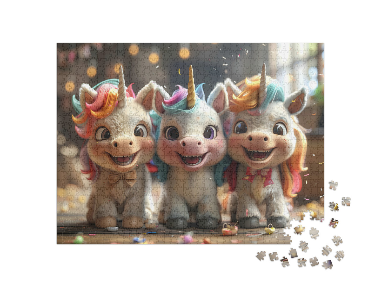 Unicorn Best Friends having Fun at School Jigsaw Puzzle with 1000 pieces