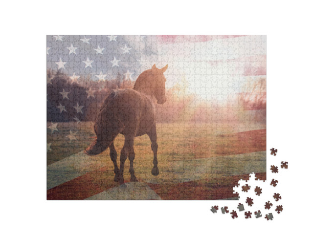 Portrait of an American Quarter Horse in Summer Sunlight... Jigsaw Puzzle with 1000 pieces