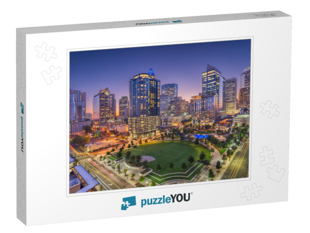 Charlotte, North Carolina, USA Uptown Skyline At Twilight... Jigsaw Puzzle