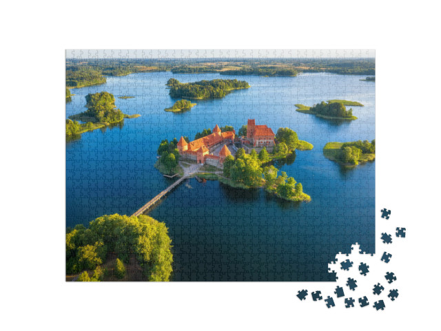 Trakai Castle in Lithuania Aerial View. Green Islands in... Jigsaw Puzzle with 1000 pieces