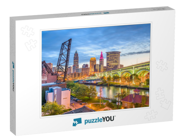 Cleveland, Ohio, USA City Skyline Over the Cuyahoga River... Jigsaw Puzzle